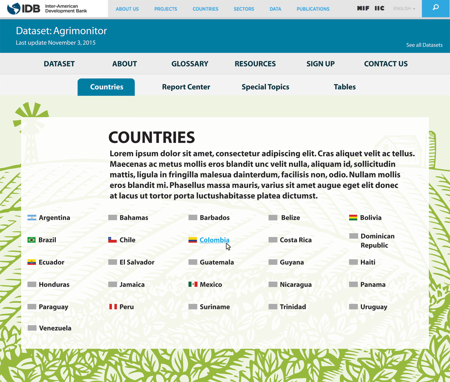 Country Page - Agrimonitor Project - IDB